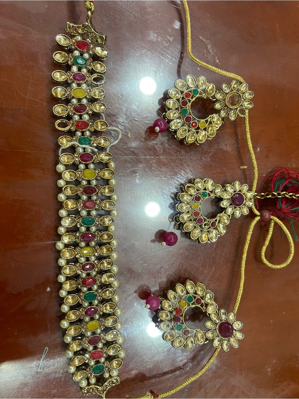 Traditional Multicolor Kundan Choker Necklace Set - Women Jewelry